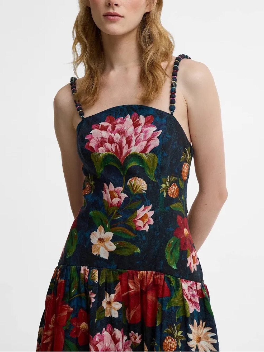 BARBOUR X FARM RIO Wild Flower Dress
Navy Floral Spaghetti-Strap Midi Dress - Picture 2 of 11